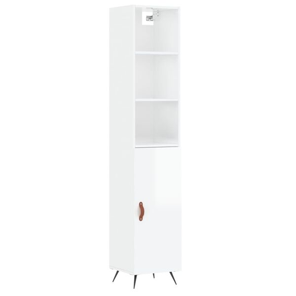 vidaXL Highboard h&oslash;yglans hvit 34,5x34x180 cm konstruert tre