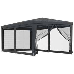 vidaXL Festtelt med 6 sidevegger av netting antrasitt 3x6 m HDPE