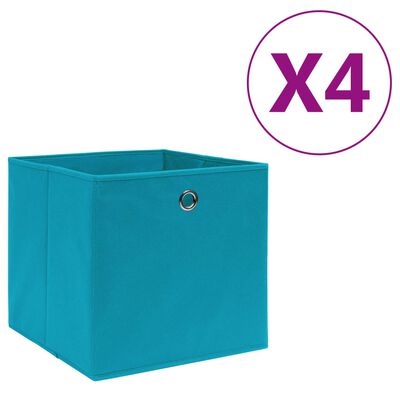 vidaXL Oppbevaringsbokser 4 stk ikke-vevet stoff 28x28x28 cm babyblå