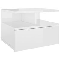 vidaXL Flytende nattbord høyglans hvit 40x31x27 cm sponplate