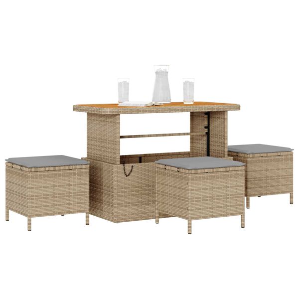 vidaXL Hage Spisegruppe Beige Poly rattan