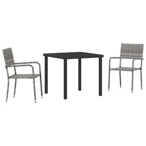 vidaXL Hage Spisegruppe med pute 3 pcs Gr&aring; polyrotting