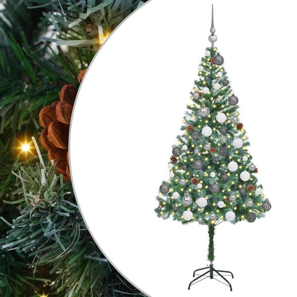 vidaXL Kunstig juletre med 300 LED med stativ gr&oslash;nn 180 cm PVC og st&aring;l