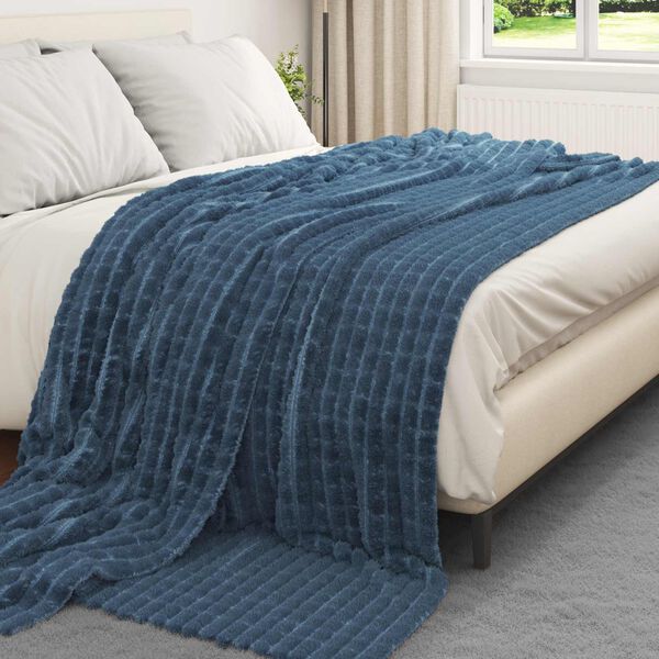 vidaXL Kastteppe Marinebl&aring; 270 x 240 cm Fleece