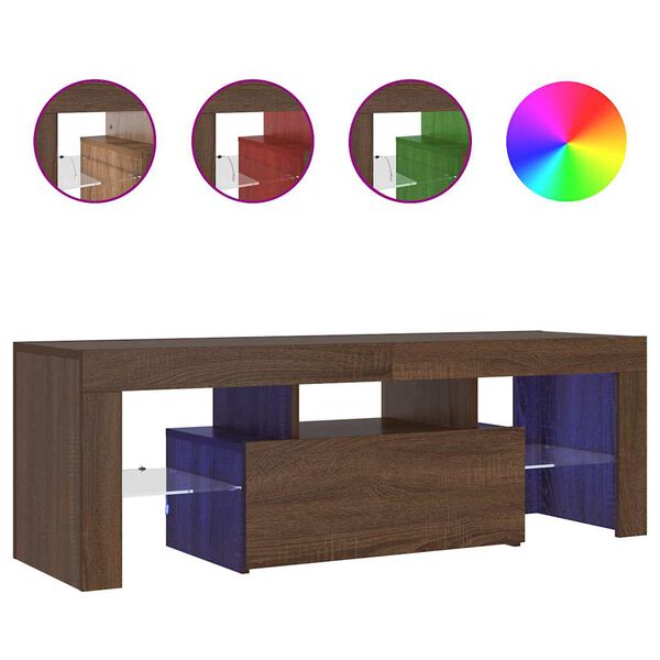 vidaXL TV-benk med LED-lys brun eik 120x35x40 cm