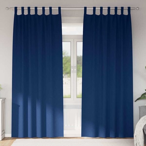 vidaXL M&oslash;rkleggende Gardiner med Ringer 2 pcs M&oslash;rkebl&aring; 260 x 140 cm