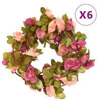 vidaXL Kunstige blomsterkranser 6 stk rosarød 250 cm