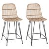 vidaXL Barstol 2 pcs Naturlig 44 x 54 x 96 cm Rattan og St&aring;l