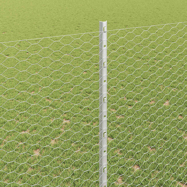 vidaXL Gjerde med stolpe s&oslash;lv 1,6 x 10 m St&aring;l