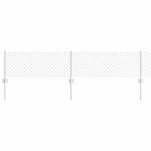 vidaXL Gjerde med stolpe s&oslash;lv 0,4 x 10 m St&aring;l