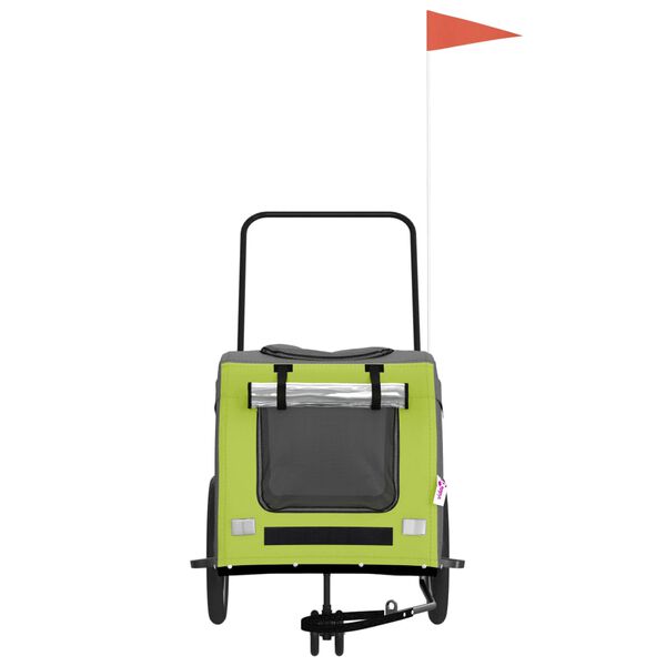 vidaXL Kjæledyrsykkelhenger grønn og grå oxfordstoff og jern