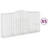 vidaXL Gabionkurver buede 5 stk 400x50x200/220 cm galvanisert jern