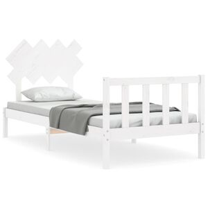 vidaXL Sengeramme med hodegavl hvit single heltre