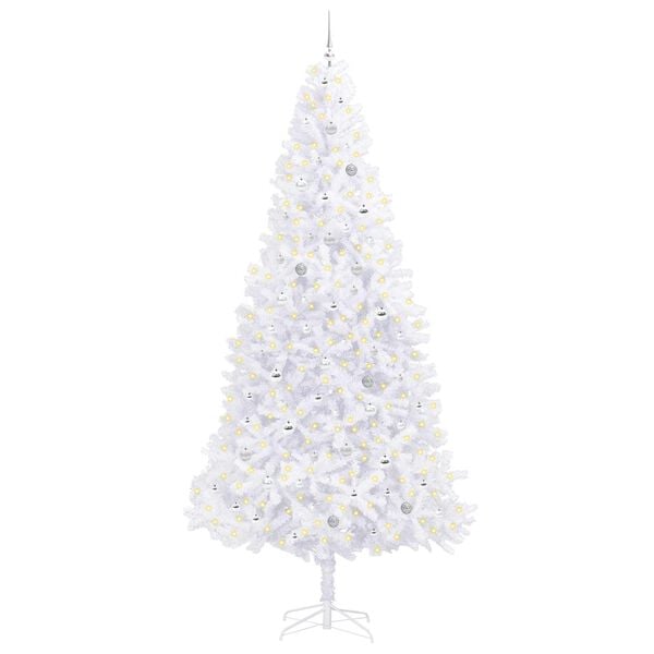 vidaXL Kunstig juletre med 300 LED med stativ Hvit 300 cm PVC og stål