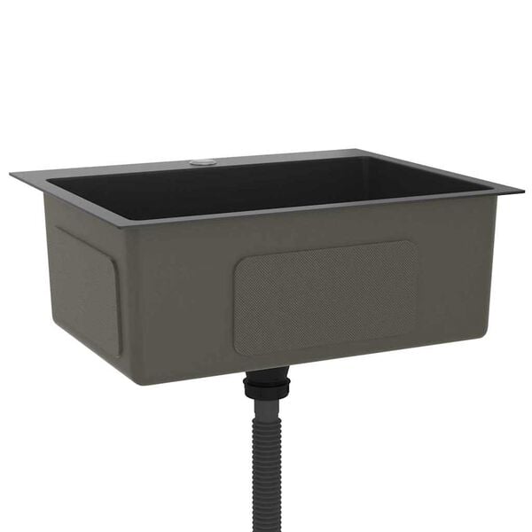 vidaXL Håndlaget kjøkkenvask svart rustfritt stål