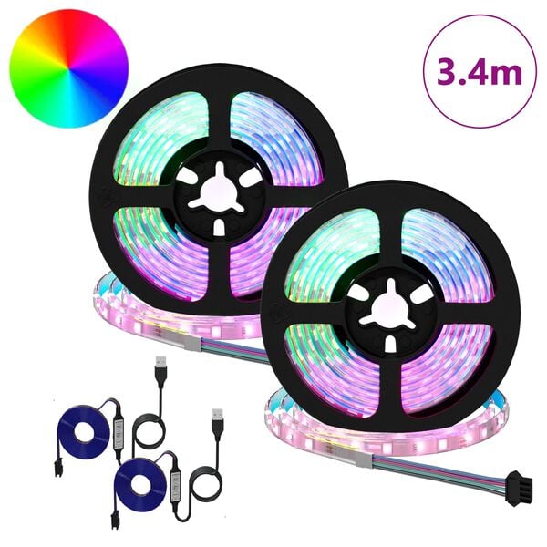 vidaXL LED Stripe 4 pcs Svart og gjennomsiktig 170 x 0,8 x 0,3 cm