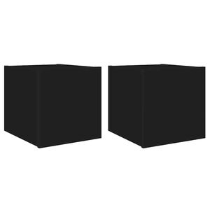 vidaXL Vegghengte TV-benker med LED 2 stk svart 30,5x35x30 cm