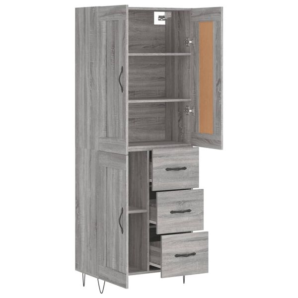 vidaXL Highboard gr&aring; sonoma 69,5x34x180 cm konstruert tre