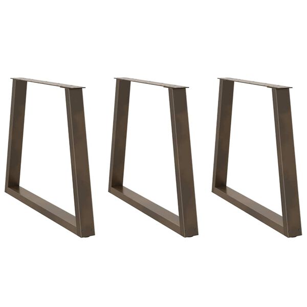 vidaXL Spisebordben V-formet 3 stk naturstål 80 x (72-73,3) cm stål