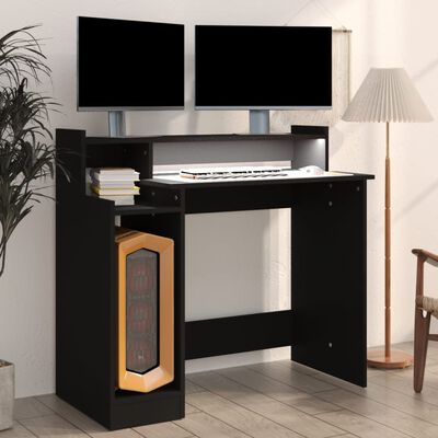 vidaXL Skrivebord med LED-lys svart 97x45x90 cm konstruert tre