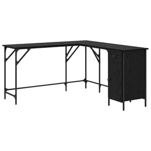 vidaXL Skrivebord Svart Eik Konstruert tre 141 x 141 x 75 cm