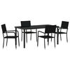 vidaXL Hage Spisegruppe 5 stk. Svart polyrotting