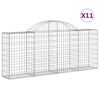 vidaXL Gabionkurver buede 11 stk 200x30x80/100 cm galvanisert jern