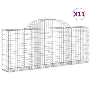 vidaXL Gabionkurver buede 11 stk 200x30x80/100 cm galvanisert jern