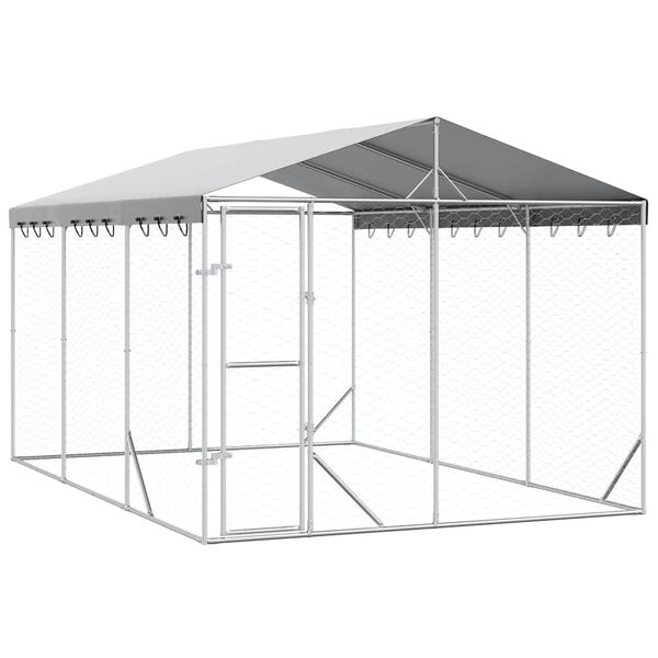 vidaXL Utend&oslash;rs hundekennel s&oslash;lv 3x4,5x2,5 m galvanisert st&aring;l