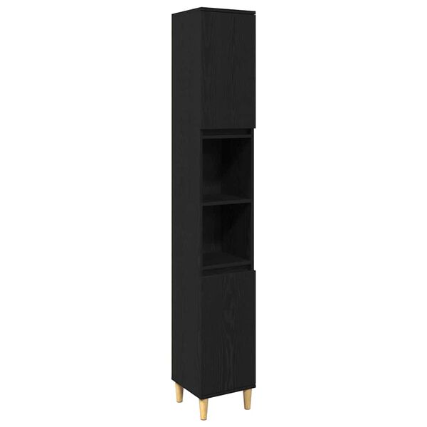 vidaXL Baderomsinnredningssett med lagring 3 pcs Svart Konstruert tre