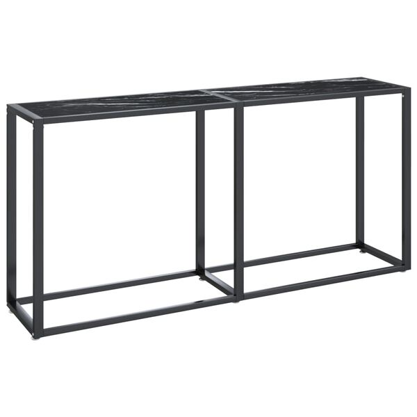 vidaXL Konsollbord svart marmor 160x35x75,5 cm herdet glass