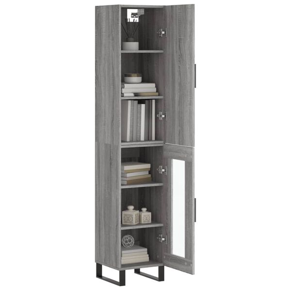 vidaXL Highboard grå sonoma 34,5x34x180 cm konstruert tre