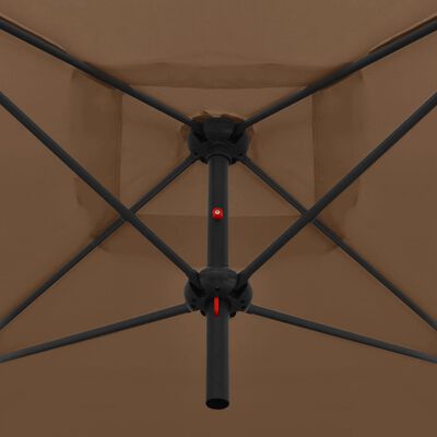 vidaXL Dobbel parasoll med stålstang 250x250 cm gråbrun