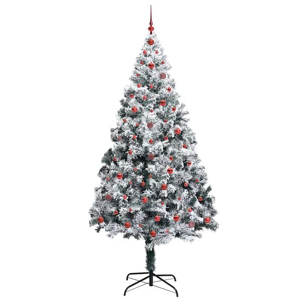 vidaXL Kunstig juletre med 300 LED Hvit 240 cm PVC og St&aring;l og Plast
