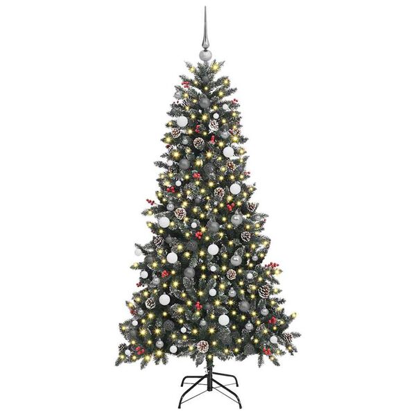 vidaXL Kunstig juletre med 300 LED gr&oslash;nn 210 cm PVC og plast og st&aring;l