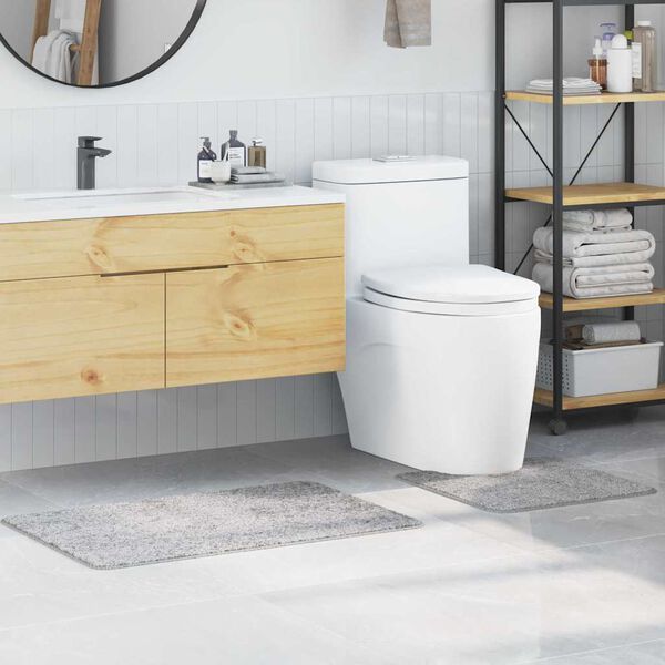 vidaXL Anti-skli baderomsmatte sett 2 pcs Gr&aring; PP