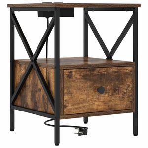 vidaXL Nattbordskap R&oslash;kt eik 41,5 x 40,5 x 55 cm Konstruert tre