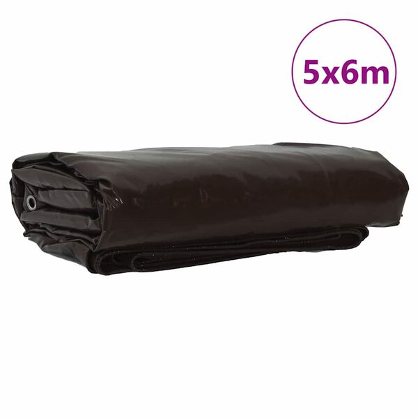 vidaXL Presenning 650g / m&sup2; Brun 5 x 6 m Lerret med PVC-belegg