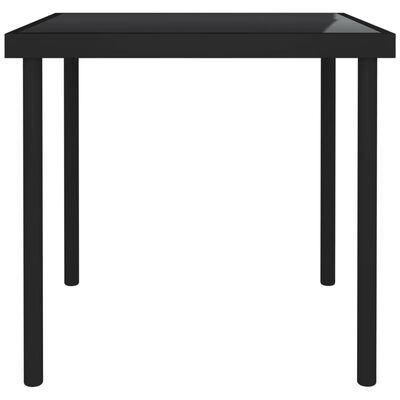 vidaXL Utendørs spisebord svart 80x80x72 cm glass og stål