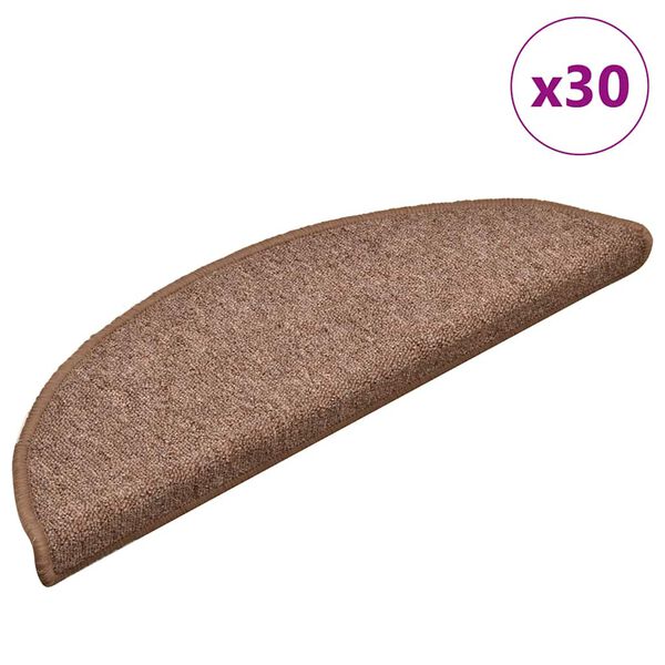 vidaXL Trappematter 30 stk 56x17x3 cm brune halvrund