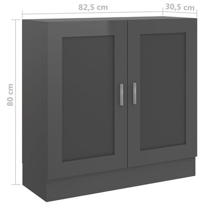 vidaXL Bokhylle høyglans grå 82,5x30,5x80 cm sponplate
