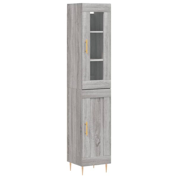 vidaXL Highboard gr&aring; sonoma 34,5x34x180 cm konstruert tre
