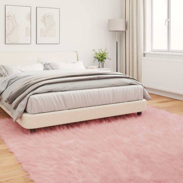 vidaXL Faux Skinnmatte Tafalla Rosa 240 x 240 cm Polyester