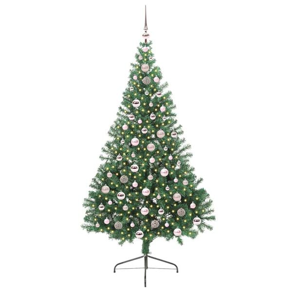 vidaXL Kunstig Forh&aring;ndsopplyst Juletre med 300 LED gr&oslash;nn 210 cm PVC