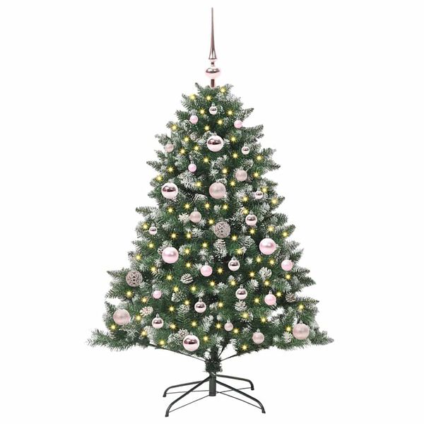 vidaXL Kunstig juletre med 150 LED gr&oslash;nn 120 cm PVC og plast og st&aring;l