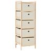 vidaXL Oppbevaringshyller 2 stk med 5 stoffkurver beige sedertre