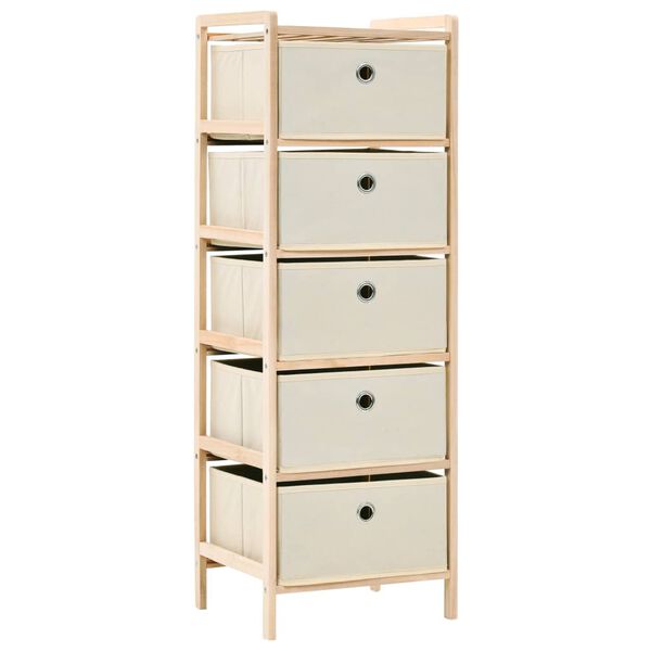 vidaXL Oppbevaringshyller 2 stk med 5 stoffkurver beige sedertre