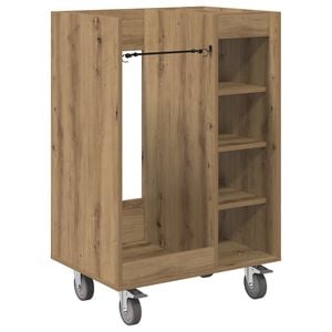 vidaXL Golfskap med hjul Ensfarget Artisan Eik 65 x 45 x 98 cm