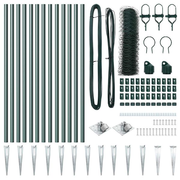vidaXL Gjerdep&aring;le gr&oslash;nn 25 x 0,6 m (50 mm mesh) St&aring;l og PVC