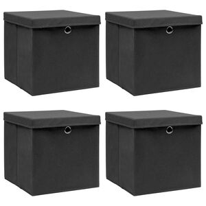 vidaXL Oppbevaringsbokser med lokk 4 stk svart 32x32x32 cm stoff